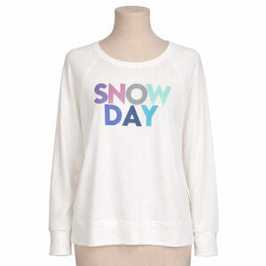 NEW NWT Women's Chaser Cream Snow Day Glitter Sweatshirt | Size Medium